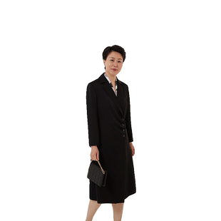 TENGS滕氏女装秋季新款静谧高级感轻奢气质连衣裙优雅复古纽扣