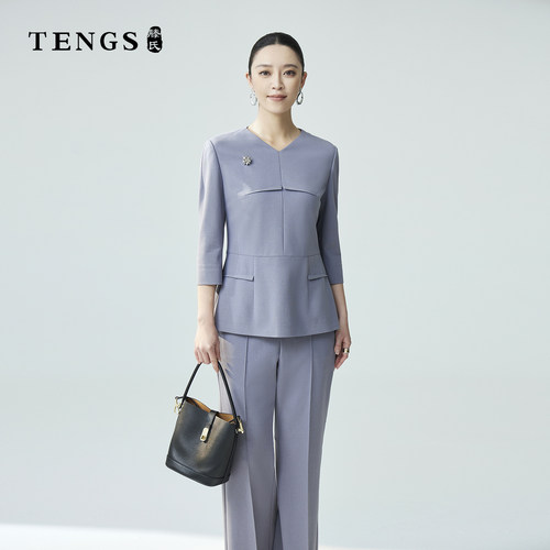 TENGS时尚通勤廓形百搭上衣