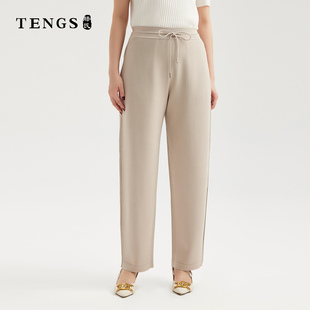 百搭针织弯刀裤 通勤风高腰抽绳休闲修身 滕氏企业女装 织希TESSITI