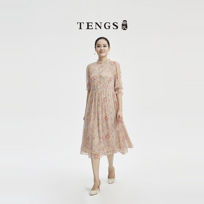 萨侬夏季优雅碎花轻奢感连衣裙