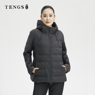 TENGS滕氏企业女装秋冬新款舒适百搭职场通勤纯色休闲短款羽绒服