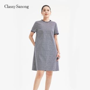 TENGS滕氏/萨侬夏季新款舒适显瘦版型轻奢感减龄优雅休闲风连衣裙