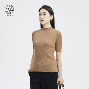 TENGS滕氏/织希女装秋冬新款轻奢舒适职场通勤休闲百搭短袖针织衫