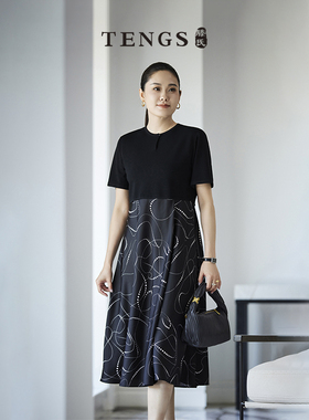 TENGS滕氏/萨侬夏季新款时尚优雅舒适百搭款连衣裙