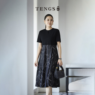 TENGS滕氏/萨侬夏季新款时尚优雅舒适百搭款连衣裙