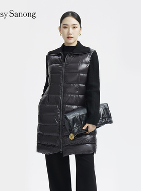 TENGS滕氏/萨侬冬季新款轻奢保暖休闲舒适职场通勤拼接羽绒服