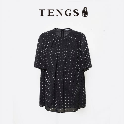TENGS宽松波点肌理感短袖雪纺衫