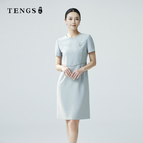 TENGS简约通勤修身直摆连衣裙