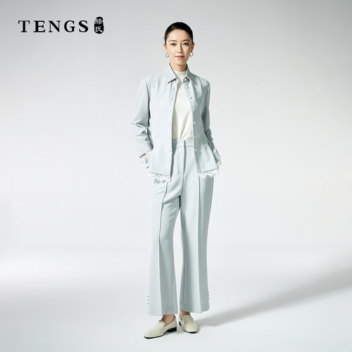 TENGS/滕氏秋季新款女装极简风通勤休闲舒适百搭长袖衬衫