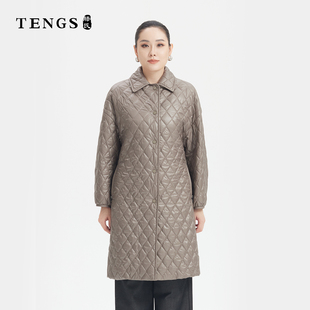 TENGS滕氏女装 超轻驼绒棉服轻盈廓形菱格绗棉简约保暖 秋冬新款