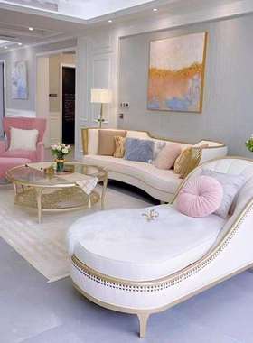 工厂直销美式轻奢阿黛拉沙发组合样板房法式轻奢实木家具