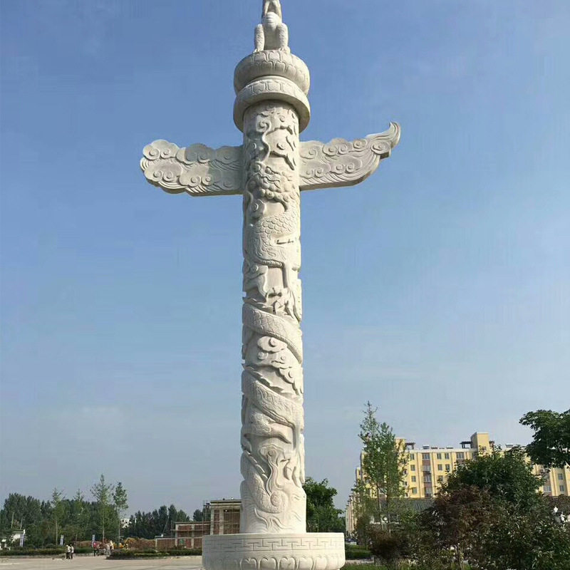 曲阜文化石龙柱石雕龙柱大理石中华柱多用装饰柱石雕柱