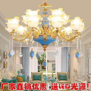 欧式客厅吊灯法式餐厅灯浪漫奢华卧室吊灯简约大气别墅锌合金灯具
