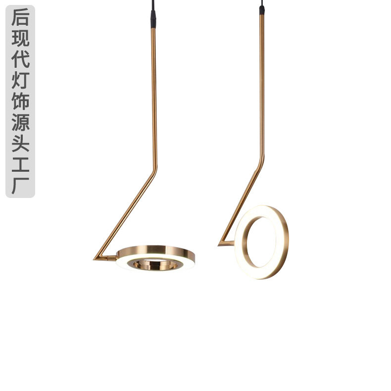 北欧卧室床头led单吊灯极简线条圆环餐厅书房吧台设计师创意灯具