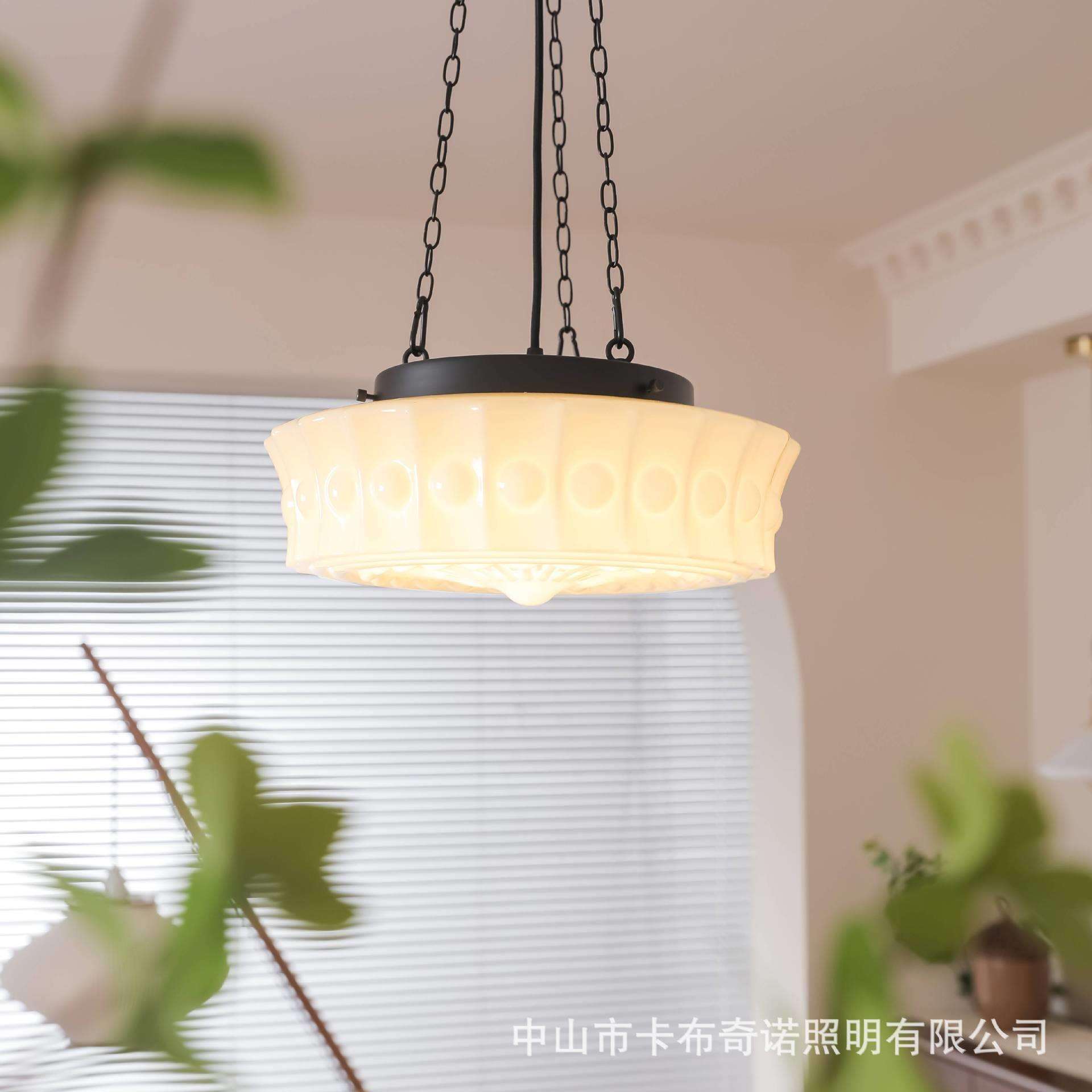 卧室吸顶灯法式复古书房阳台灯过道灯奶油风北欧简约中古玻璃吊灯