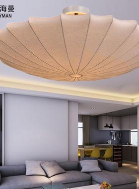 简约现代北欧卧室蚕丝吸顶灯客厅灯复古艺术圆形美式简约吸顶灯