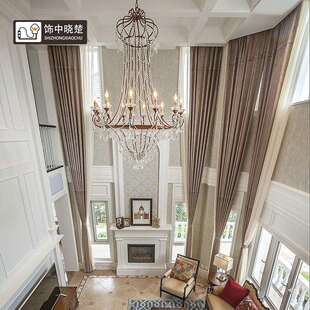 饰中晓楚美式复式楼客厅大吊灯复古法式vintage别墅楼梯水晶吊灯