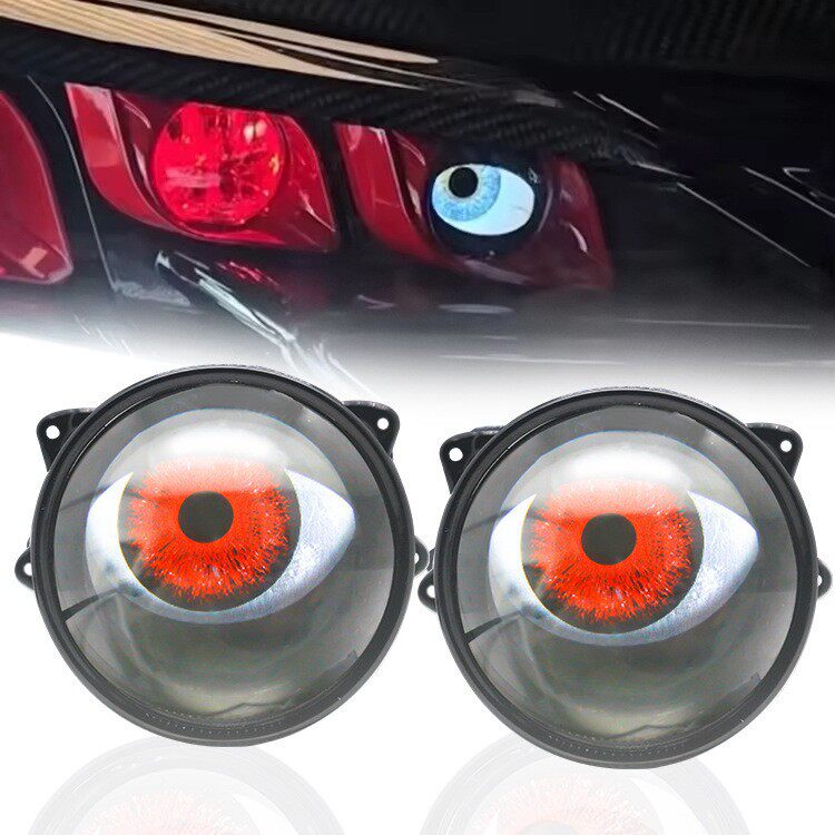 跨境爆款动态LED眼睛灯汽车大灯1.5w恶魔眼多模式LED改装透镜大灯