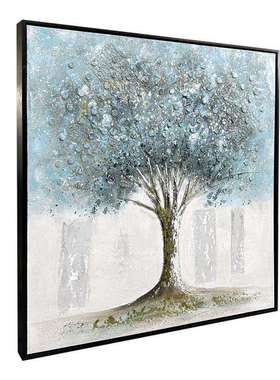 美式做旧复古油画工业风特色油画外贸肌理树装饰画出口艺术画