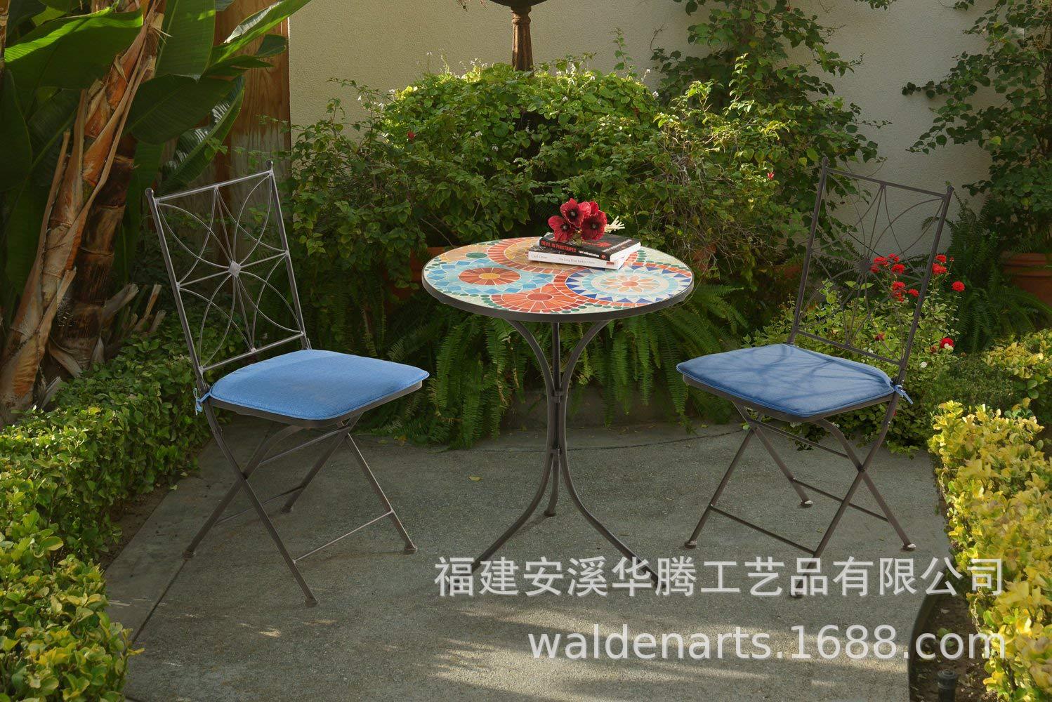 欧美爆款 铁艺马赛克桌椅户外休闲桌椅/可爱的花卉图案椅子