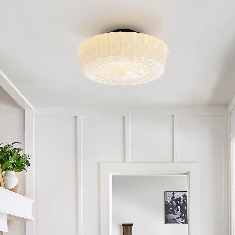 法式中古卧室玻璃吸顶灯奶油风美式复古主卧房间阳台餐厅吊灯