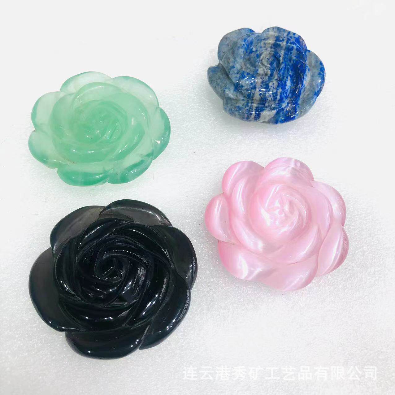 厂家批发天然紫水晶玫瑰花雕刻件水晶雕刻月季玫瑰花把玩饰品配饰