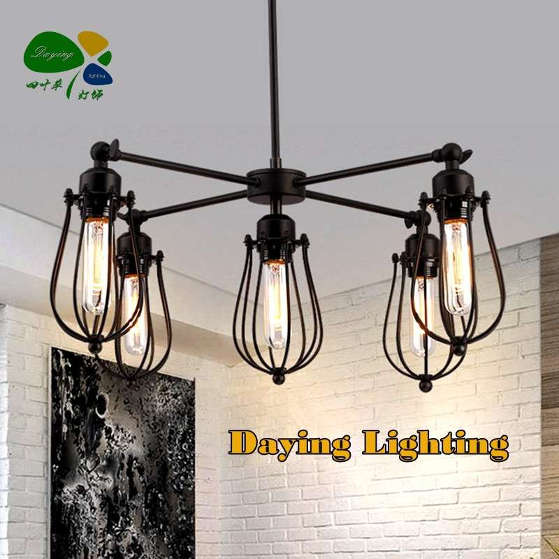 5头铁艺灯饰loft美式乡村复古工业风餐厅吧台玄关网咖火锅店吊灯