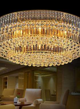 方形水晶灯客厅灯大气奢华金色水晶吸顶灯led卧室灯灯饰灯具
