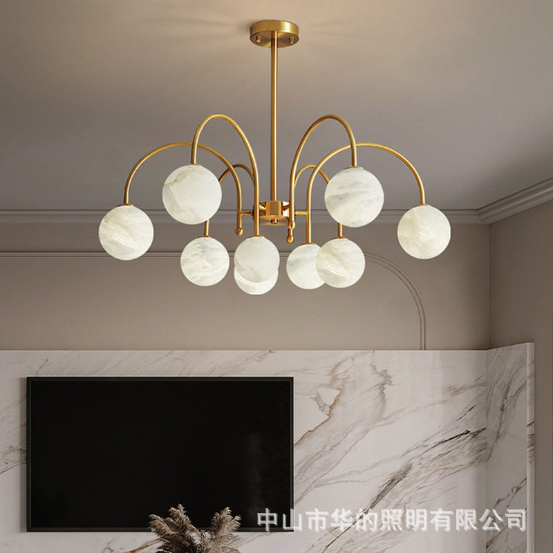 北欧简约客厅全铜灯具现代轻