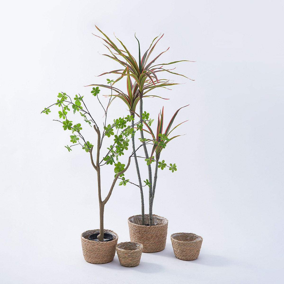 亚马逊蒲草编织花盆家居阳台种植多肉绿植套盆大号手工草编花盆套