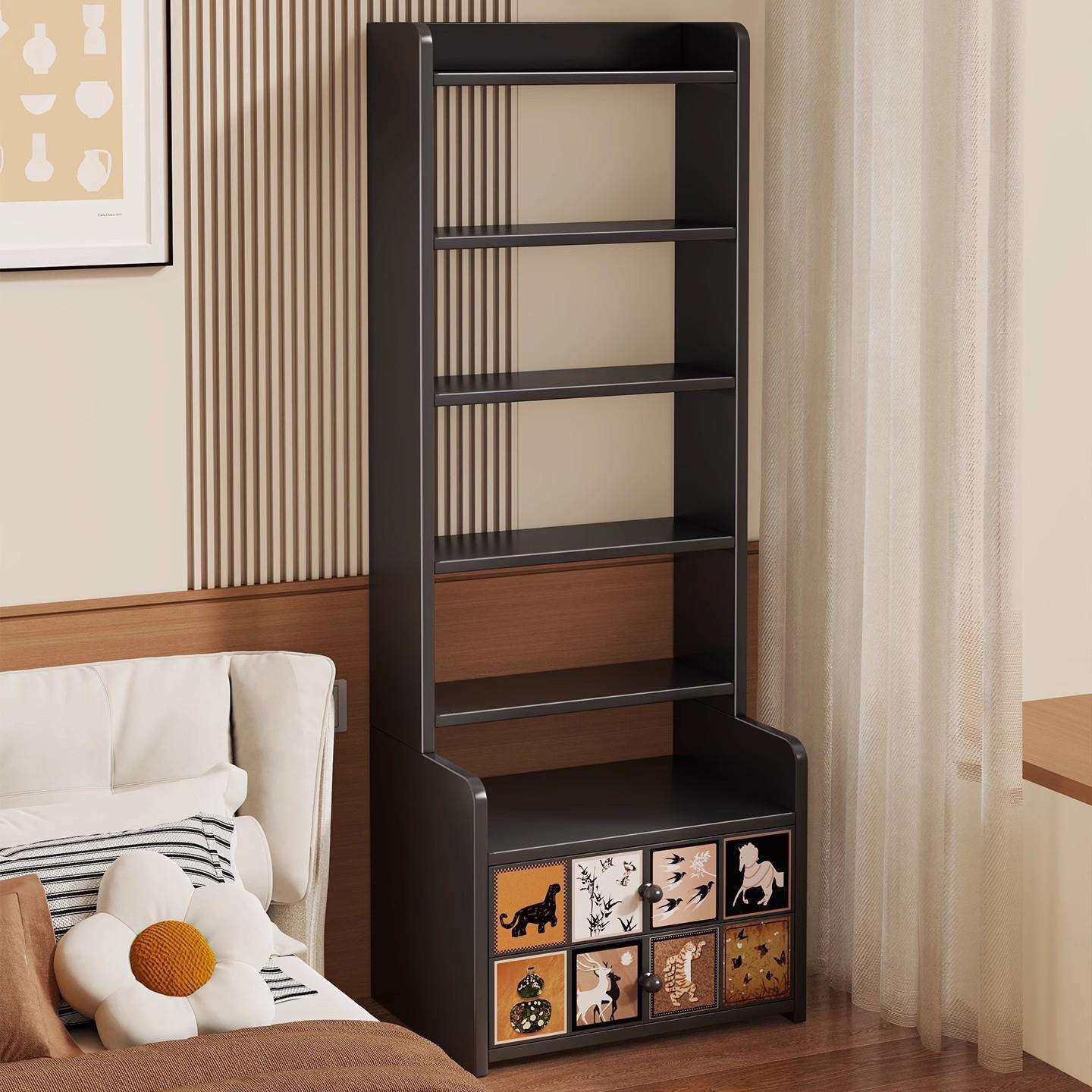 床头柜书架卧室家用简约多层加高床边架子收纳柜落地储物柜置物架
