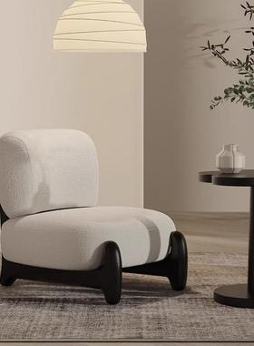 懒人沙发雪橇椅奶油风单人沙发椅小户型客厅实木单椅懒人休闲椅子