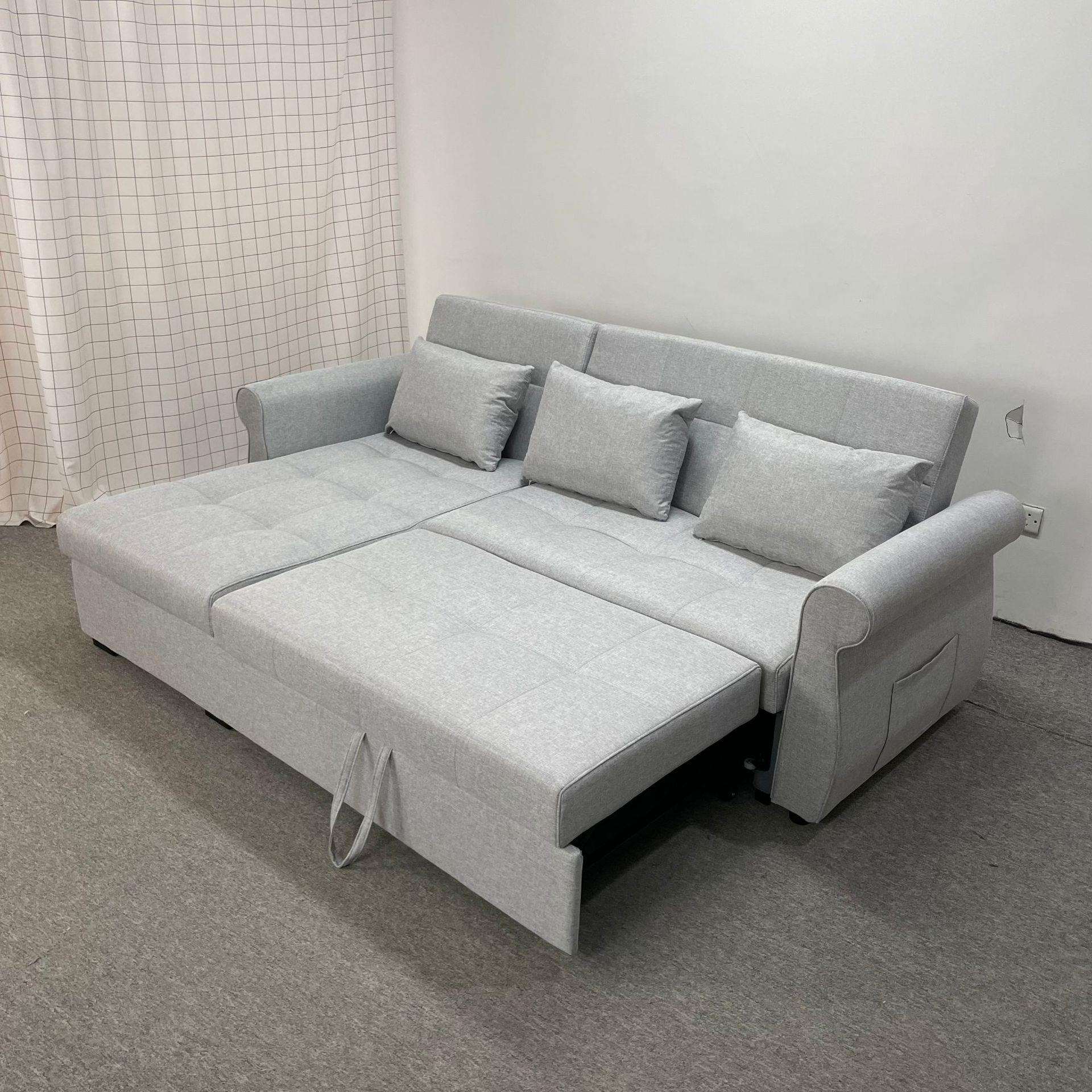 现代简约组合带贵妃沙发小户型客厅卧室节省空间可储物折叠沙发床