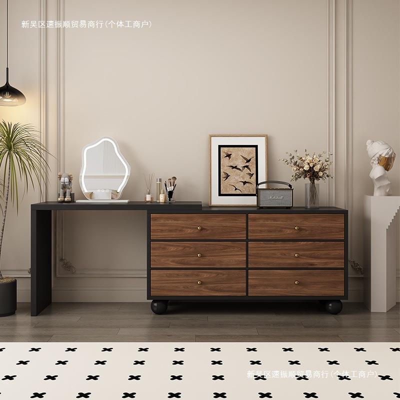 梳妆台卧室简约2025新款中古现代收纳柜斗柜一体网红小型柜化妆桌