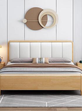 北欧实木床1.8米双人婚床主卧白色现代简约1.5经济储物高箱抽屉床