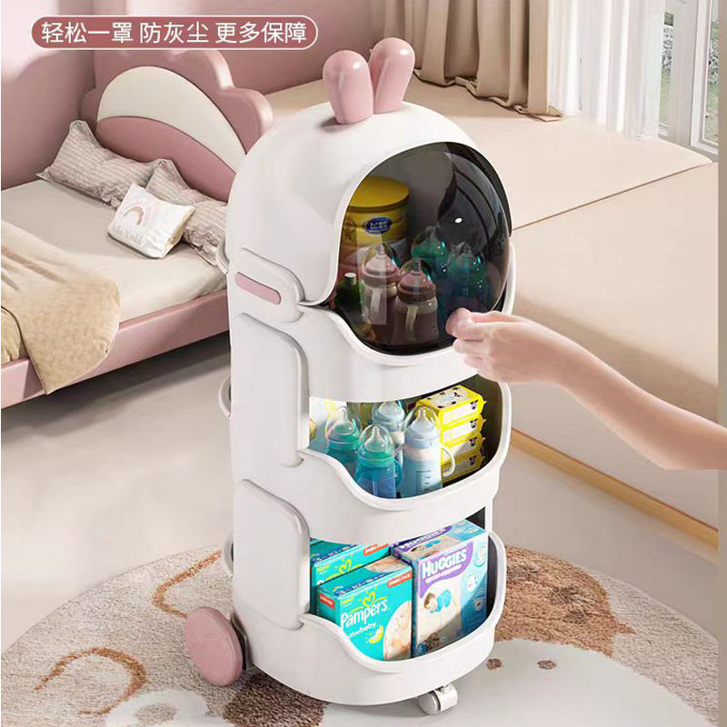 新款可移动儿童玩具收纳推车塑料婴儿用品收纳层架玩具收纳层架