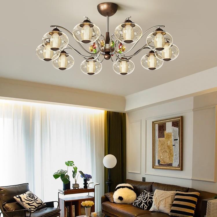 2025新款简约现代法式中古风客厅吊灯美式复古胡桃木色全屋灯具