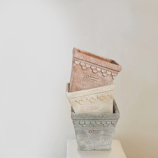 欧洲复古陶瓷四方盆 手工套盆 香草玫瑰纹陶土花盆客厅阳台