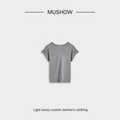 3.7慕秀Mushow「花漾甜风」百搭通勤V领短袖