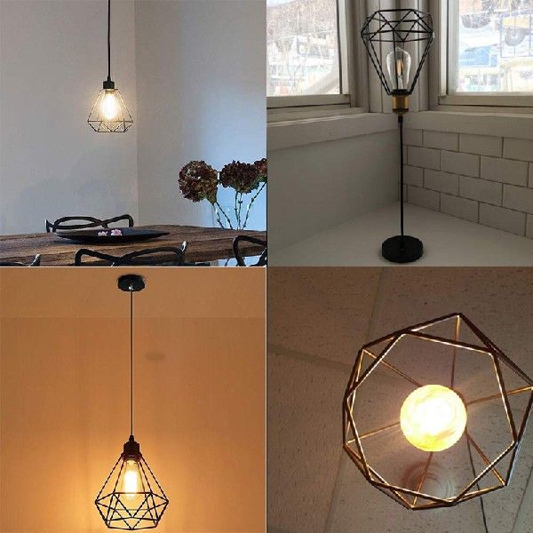 网红Geometric Pendant Metal Lamp Guard Retro Vintage Ceiling