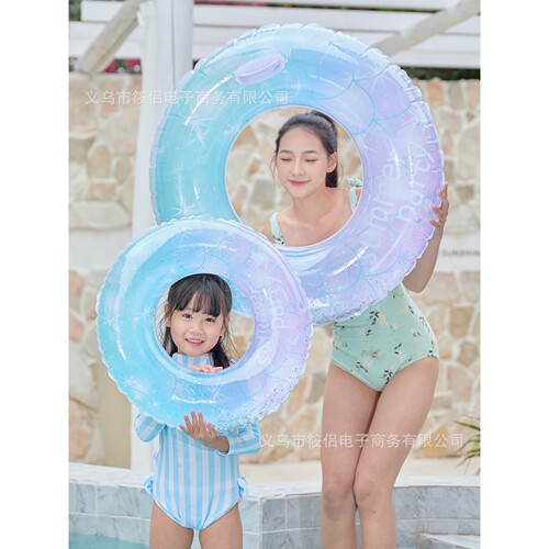 筱侣 跨境ins加厚网红亮片星空游泳圈成人小孩PVC泳圈腋下圈水圈