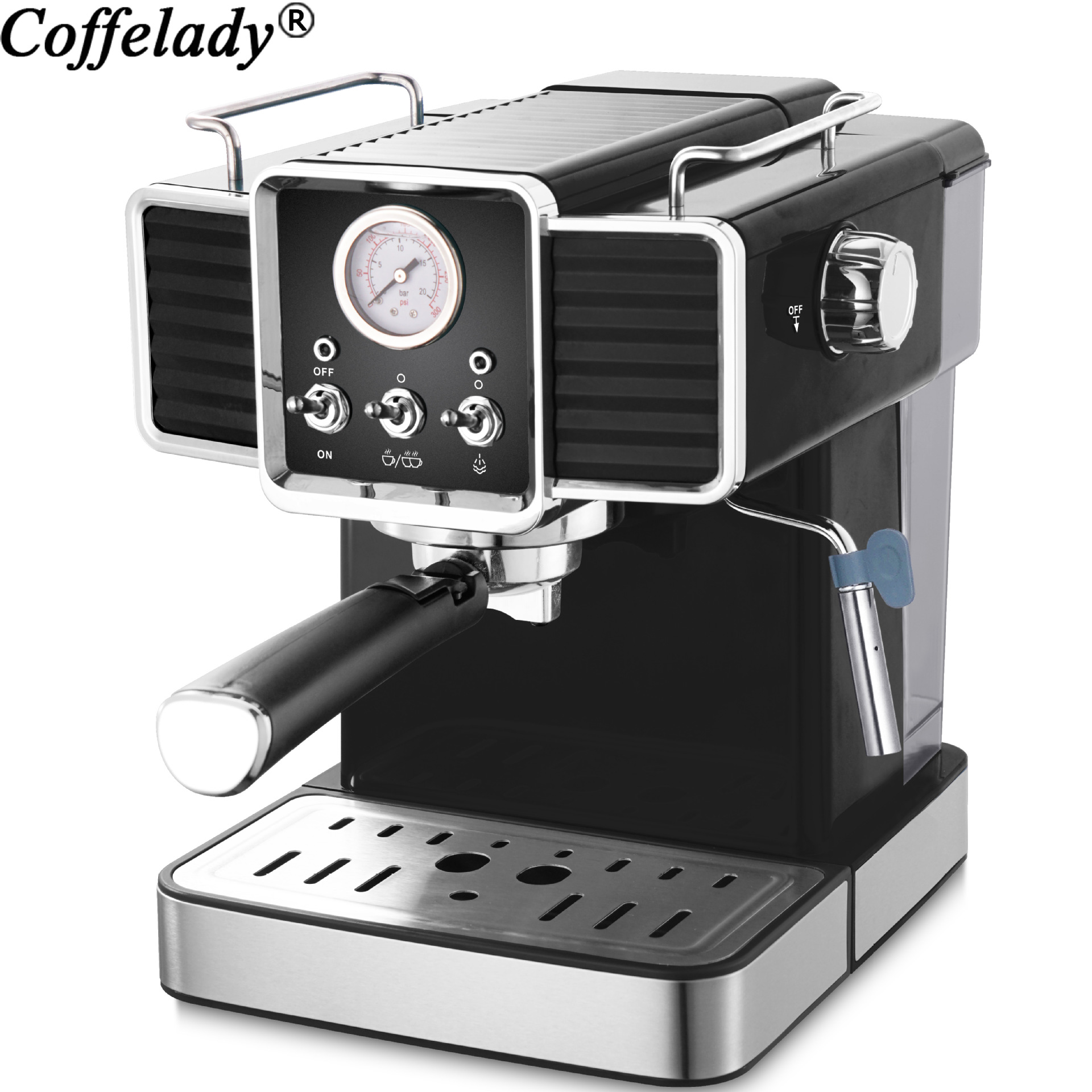 Coffelay 20bar半自动意式咖啡机压力式全不锈钢机身浓缩咖啡机