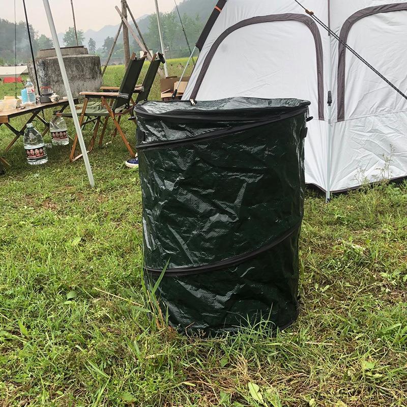 户外折叠便携园林树叶垃圾桶 PE编织带花园收纳桶PE弹簧桶袋