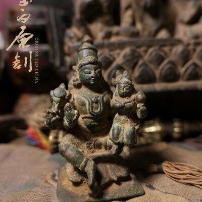 「墨白」古物 尼泊尔大自在天湿婆神造像摆件装饰饰品