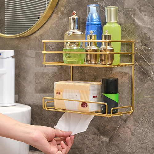 厨房卫生间墙上置物架免打孔卧室挂墙壁挂收纳架宿舍好物床头挂篮