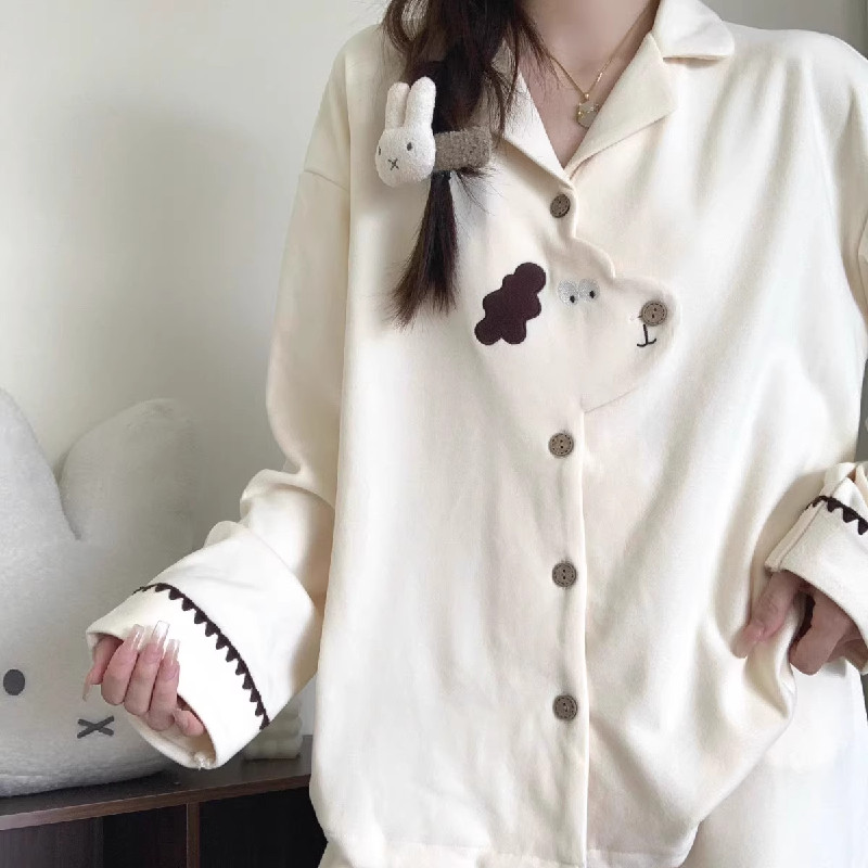 2025新款秋冬韩版可爱小狗磨睡衣/家居服套装