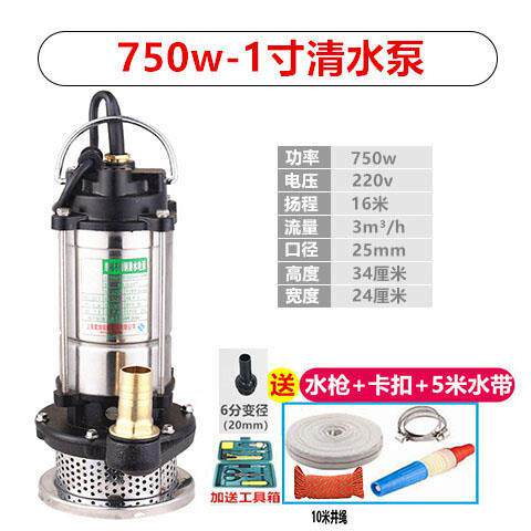 人民潜水泵220V水泵家用抽水机小型抽污水泵灌溉抽粪不锈钢清水泵
