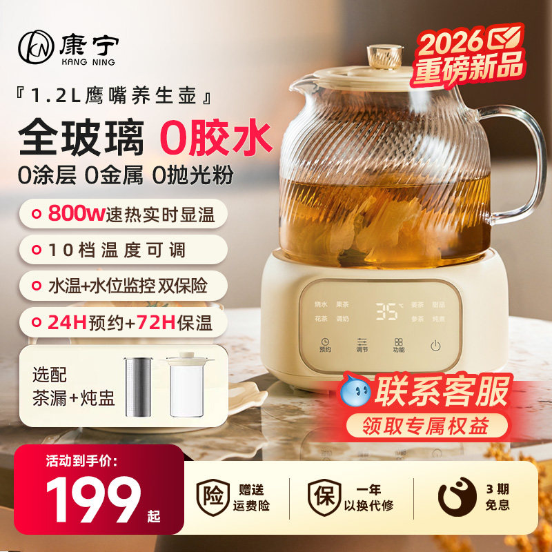 KN康宁多功能全玻璃养生壶花茶壶