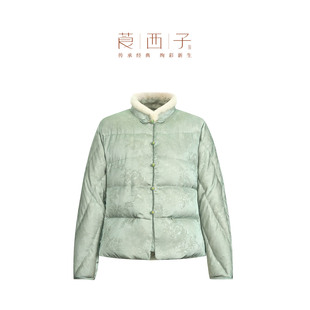 保暖外套年轻冬 立领水貂毛短款 莨西子新中式 国风鹅绒羽绒服女短款