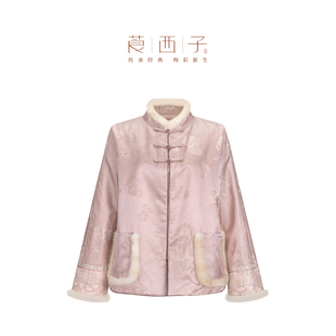 国风真丝棉服外套女秋冬复古外套 莨西子新中式 100桑蚕丝填充